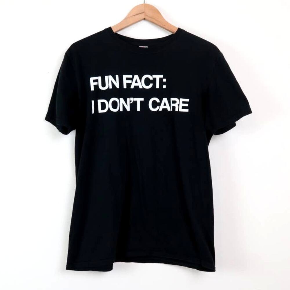Fun Fact I Don't Care Tee Unisex Adult L Funny Graphic T-Shirt Black